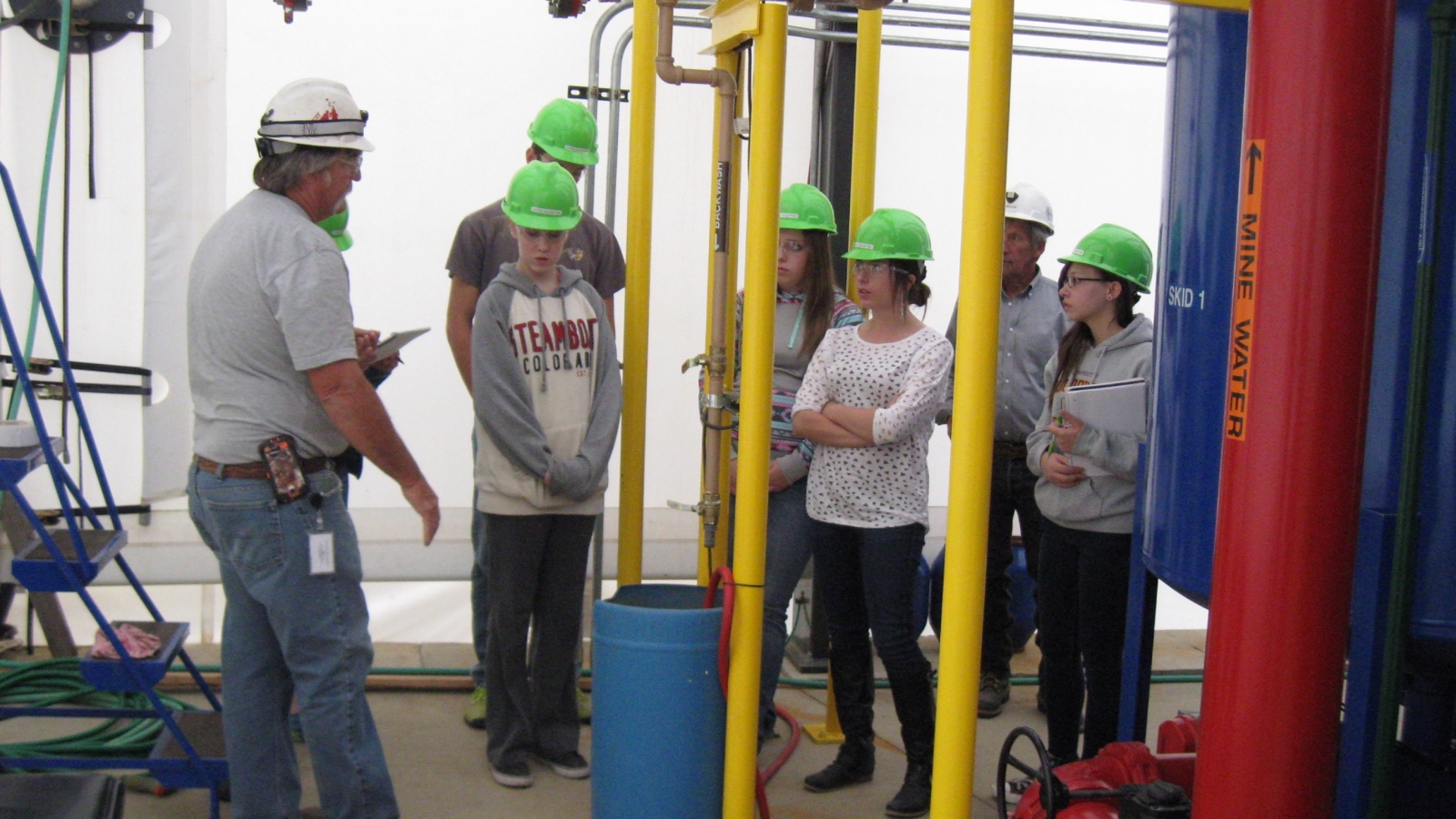 Students at the waste water treatment plant.