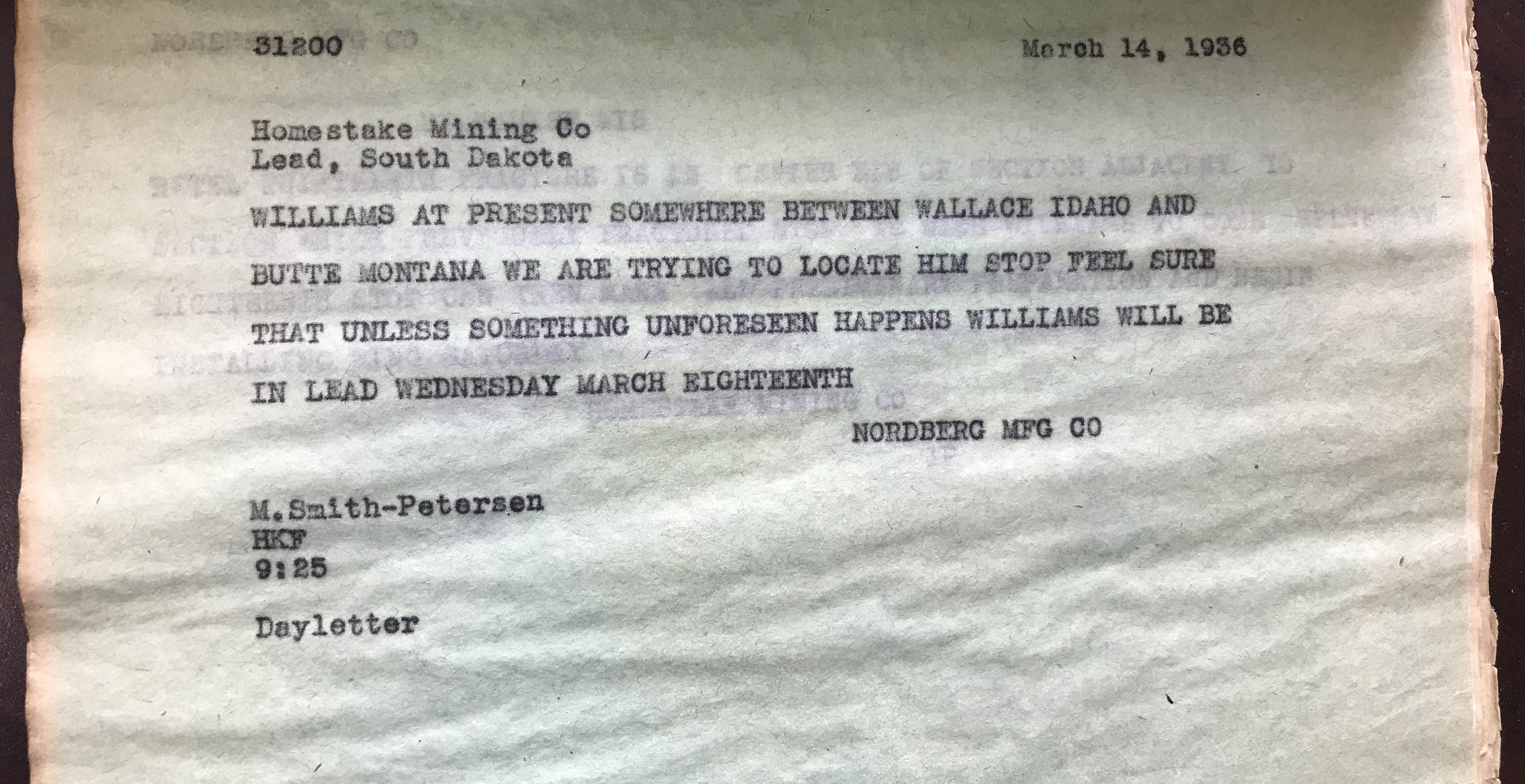 photo of a faded telegram