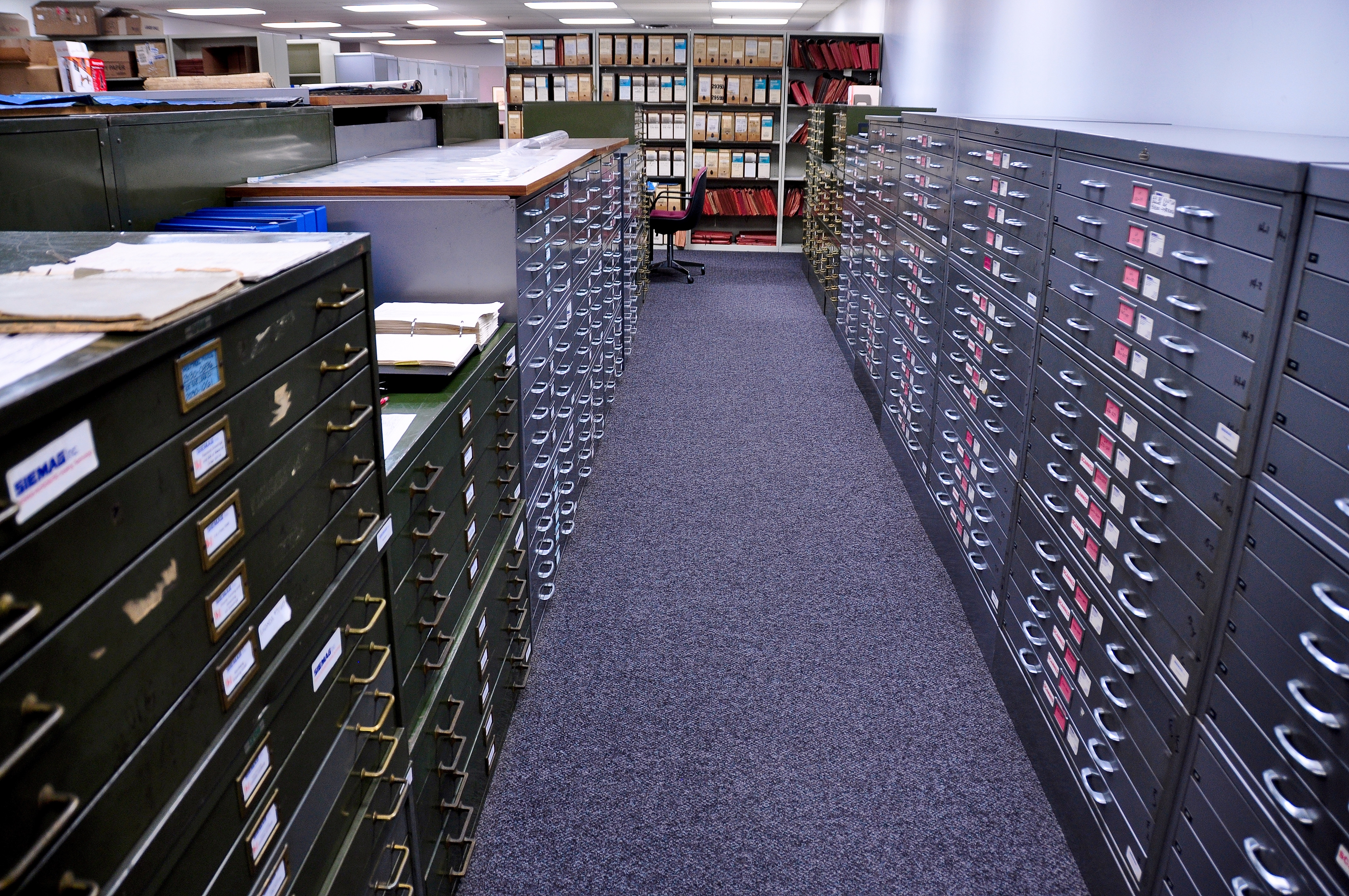 a room full of filing cabinets